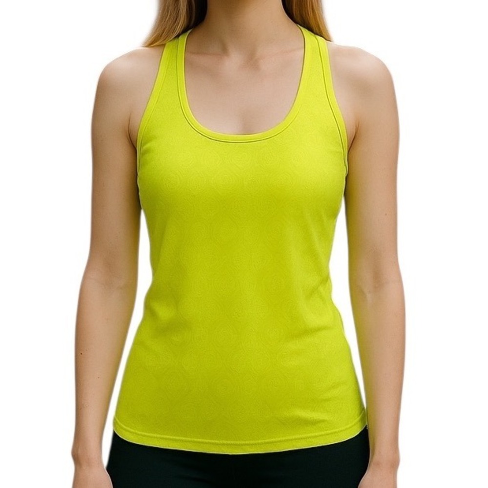 Athleta Energy Fitness‎ Racerback Tank Top Size L Neon Green Running Athletic